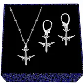 Samolot odrzutowy boeing srebrny komplet biżuterii kulkowy srebro 925