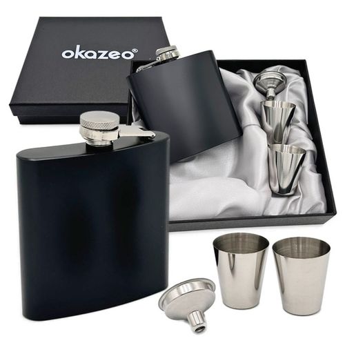 Piersiówka stalowa zestaw z kieliszkami i lejkiem w eleganckim pudełku na Arena.pl