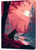 Obraz 70x100cm Wilk Przy Brzegu Lasu