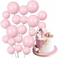 DEKORACJA TOPER TOPPER NA TORT CIASTO RÓŻOWE KULE NA PIKU 20szt