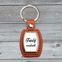 Brelok z brązowej skóry i metalu z Twoim zdjęciem