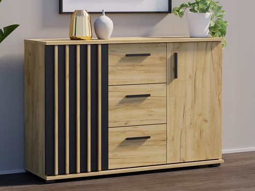 KOMODA Z LAMELAMI SZUFLADY SZAFKI 120 CM NOWOCZESNA LOFT POJEMNA na Arena.pl