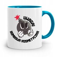 Kubek Błękitny Dla Kosmetyczki Bombowa Prezent Z Nadrukiem Ze Zdjęciem