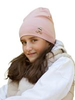 Czapka przejściowa bawełniana dziewczęca zwierzak różowa 42-44 YOCLUB