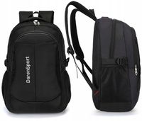 PLECAK MĘSKI DAMSKI DO PRACY SZKOŁY CZARNY WODOODPORNY WYTRZYMAŁY