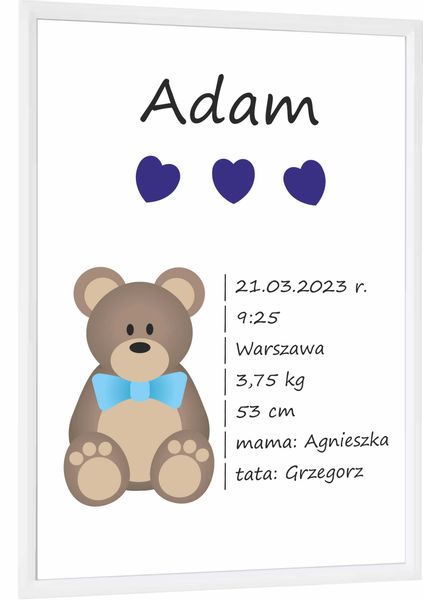 METRYCZKA DLA DZIECKA NARODZINY CHRZEST + RAMKA !SUPER PREZENT! HIT ! zdjęcie 5