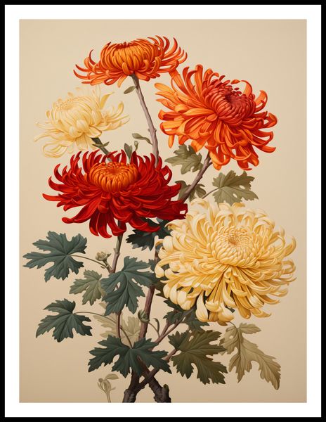 Plakat 60x80cm Tańczące Chryzantemy zdjęcie 3