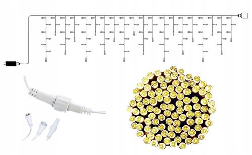 KURTYNA 200 LED 9,5m SOPLE GIRLANDA ŚWIETLNA LED BIAŁA CIEPŁA PROGRAMATOR na Arena.pl