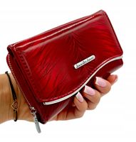 PORTFEL DAMSKI CZERWONY SKÓRZANY LAKIEROWANY DUŻY JENNIFER JONES