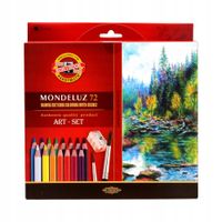 Kredki akwarelowe Mondeluz 72 sztuki + 3 pędzle + 2 temperówki Koh-i-noor
