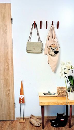 Wieszak Na Ubrania Drewniany Pojedynczy Ścienny Na Korytarz Brązowy Orzech na Arena.pl