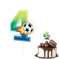 ŚWIECZKA URODZINOWA PIŁKARKS FOOTBALL CYFERKA 4 CYFRA NA IMPREZĘ