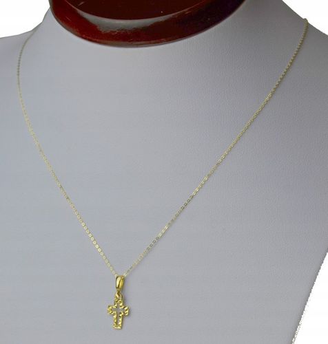 Złoty Łańcuszek z Krzyżykiem dla dziewczynki 585 Na Komunię + Prezent na Arena.pl