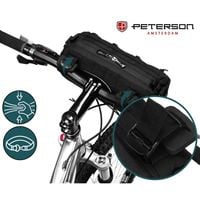 czarna sakwa rowerowa na kierownicę wykonana z materiałów