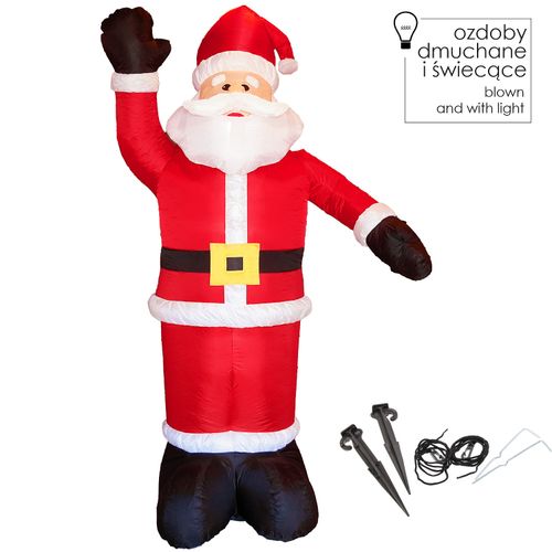 DMUCHANY MIKOŁAJ Z OŚWIETLENIEM DUŻY POMPOWANY 360 cm DEKORACJA ŚWIĄTECZNA na Arena.pl