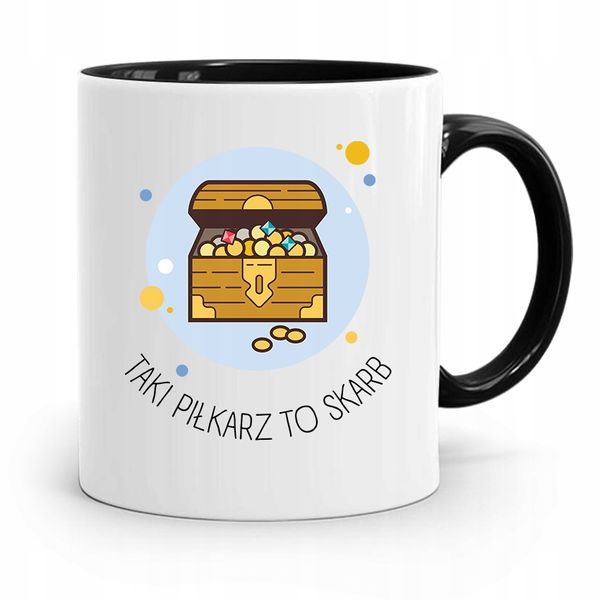 Kubek Czarny Prezent Dla Piłkarza Taki To Skarb Z Nadrukiem Ze Zdjęciem zdjęcie 1