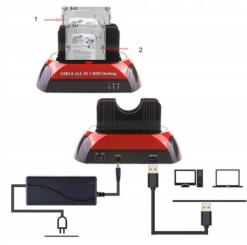 Stacja Dokująca dysków SATA HDD SSD USB 3.0 Klonowanie OTC 2,5 3.5 na Arena.pl