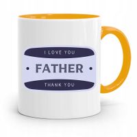 Kubek Żółty Na Dzień Ojca I Love You Father Z Nadrukiem Ze Zdjęciem