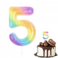 ŚWIECZKA URODZINOWA CYFERKA 5 KOLOROWA METALICZNA NA IMPREZĘ URODZINOWĄ