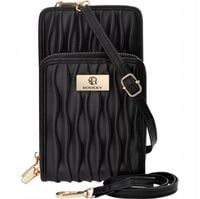 Mini TOREBKA Kopertówka NA TELEFON PORTFEL Etui Damska Listonoszka Czarna