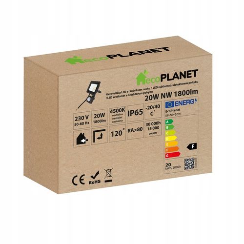 Halogen LED 20W 1800lm Lampa z Czujnik Ruchu Zmierzchu Naświetlacz na Arena.pl