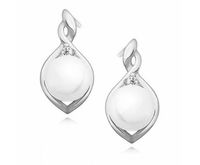 Delikatne rodowane srebrne kolczyki perły perełki cyrkonie srebro 925 Z1094ES