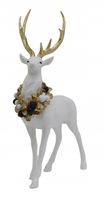 RENIFER DEKORACYJNY BIAŁY 45,5CM FIGURA ŚWIĄTECZNA ZE ZŁOTYM POROŻEM