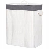 KOSZ BAMBUSOWY NA PRANIE BIELIZNĘ DWUKOMOROWY Z POKRYWĄ POJEMNIK DUŻY 100L