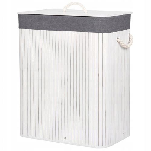 KOSZ BAMBUSOWY NA PRANIE BIELIZNĘ DWUKOMOROWY Z POKRYWĄ POJEMNIK DUŻY 100L na Arena.pl