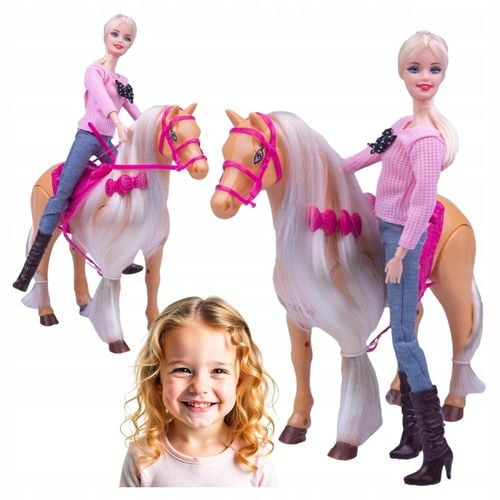 Lalka z koniem dla dziewczynek CHODZI DŹWIĘK długa grzywa do czesania na Arena.pl