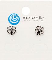 Kolczyki koniczynka kontur z kryształkiem kolor srebrny stal chirurgiczna