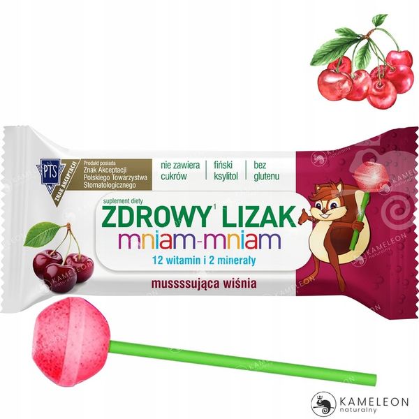 ZDROWY LIZAK Mniam KULKA WIŚNIA wiśniowy 20szt BEZ CUKRU Witaminy Minerały zdjęcie 3