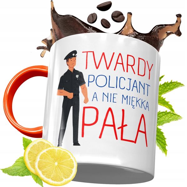 Kubek Pomarańczowy Dla Policjanta Idealny Prezent Z Nadrukiem Ze Zdjęciem zdjęcie 1