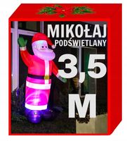 DMUCHANY MIKOŁAJ GIGANT 3,5M POMPOWANY/ lampki choinkowe LED bałwan choinka