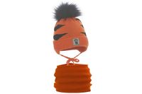 Pupill BIG CAT komplet na zimę dla chłopca z pomponem rudy 44-46