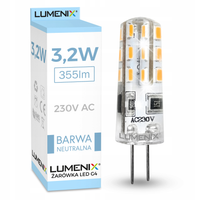 10x Żarówka LED G4 3,2W 355lm Biała Neutralna 230V Mini Kapsułka Silikonowa