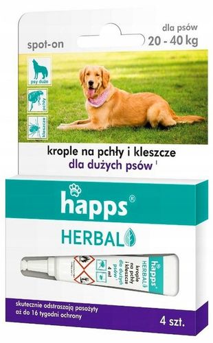 HAPPS KROPLE NA PCHŁY KLESZCZE DLA PSÓW 20-40KG na Arena.pl