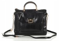 Monnari Stylowa torebka damska Kuferek i Listonoszka w jednym Kroko Lakier