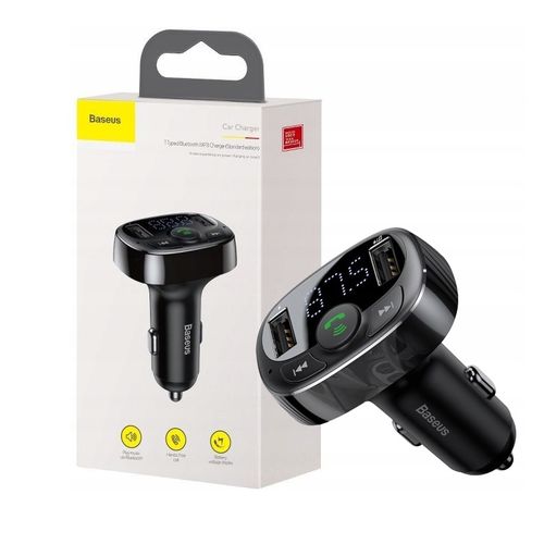 Baseus Transmiter T Typed Ładowarka FM Bluetooth SD 2xUSB na Arena.pl