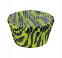 FOREMKI PAPILOTKI do muffinek zielono-czarna zebra 50x35 mm 100 szt