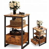Szafka nocna stolik sypialnia komoda szuflada ciemny brąz loft 2 półki 80cm