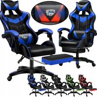 FOTEL gamingowy z MASAŻEM pleców KOMPUTEROWY OBROTOWY dla gracza +podnóżek!