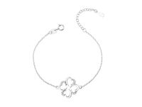 Delikatna rodowana srebrna bransoletka gwiazd celebrytka koniczynka lucky cyrkonie srebro 925 Z1608B