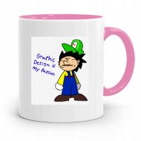 Kubek Różowy Grafika Graphic Design Is My Passion Z Nadrukiem Ze Zdjęciem