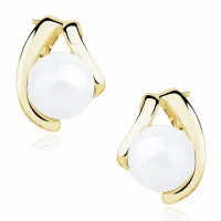 ELEGANCKIE POZŁACANE SREBRNE KOLCZYKI WKRĘTKI ŁEZKI KROPLE PERŁY PEREŁKI