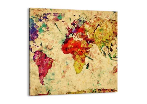 Obraz Na Płótnie - Mapa Kontynenty  - 40X40 Cm - Ac40X40-3582 na Arena.pl