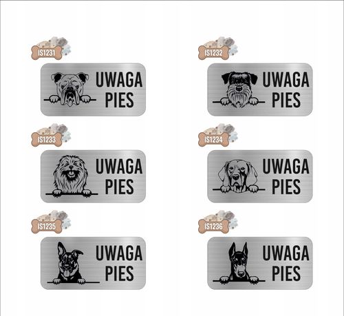 GRAWER Tabliczka nierdzewna LAMINAT 20x10 UWAGA PIES Labrador retriever na Arena.pl