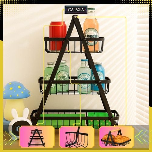 KOSZ NA OWOCE Koszyk na Warzywa Stojak Piętrowy Czarny 3 Poziomy na Arena.pl