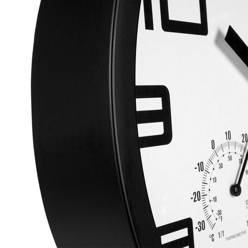 Zegar Ścienny z Termometrem Higrometrem Wiszący na Ścianę Biały Czarny 25cm na Arena.pl