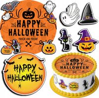 ZESTAW OPŁATEK NA TORT 20CM + 17 POSTACI - HALLOWEEN + IMIĘ 15CM 18 CM